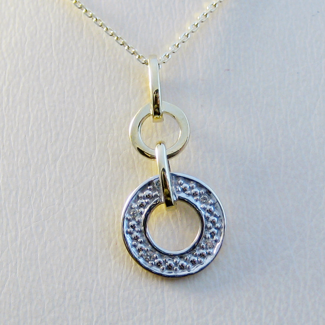 9ct Pave Set Diamond Circle Drop Pendant