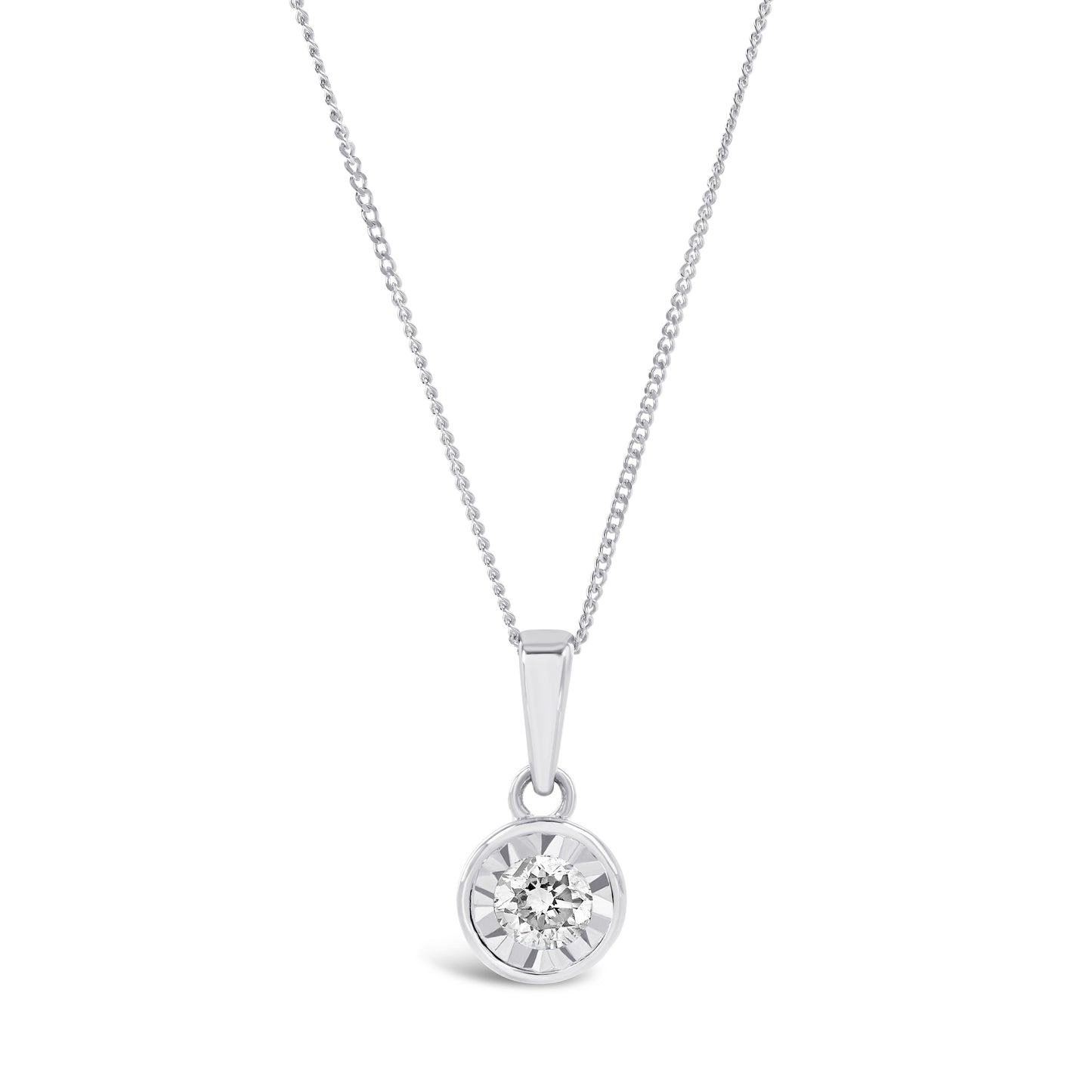 9ct White Gold Solitaire .10ct Diamond Pendant
