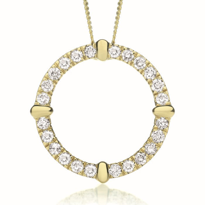 9ct Diamond Circle 1.00ct  Pendant 16/18' Chain