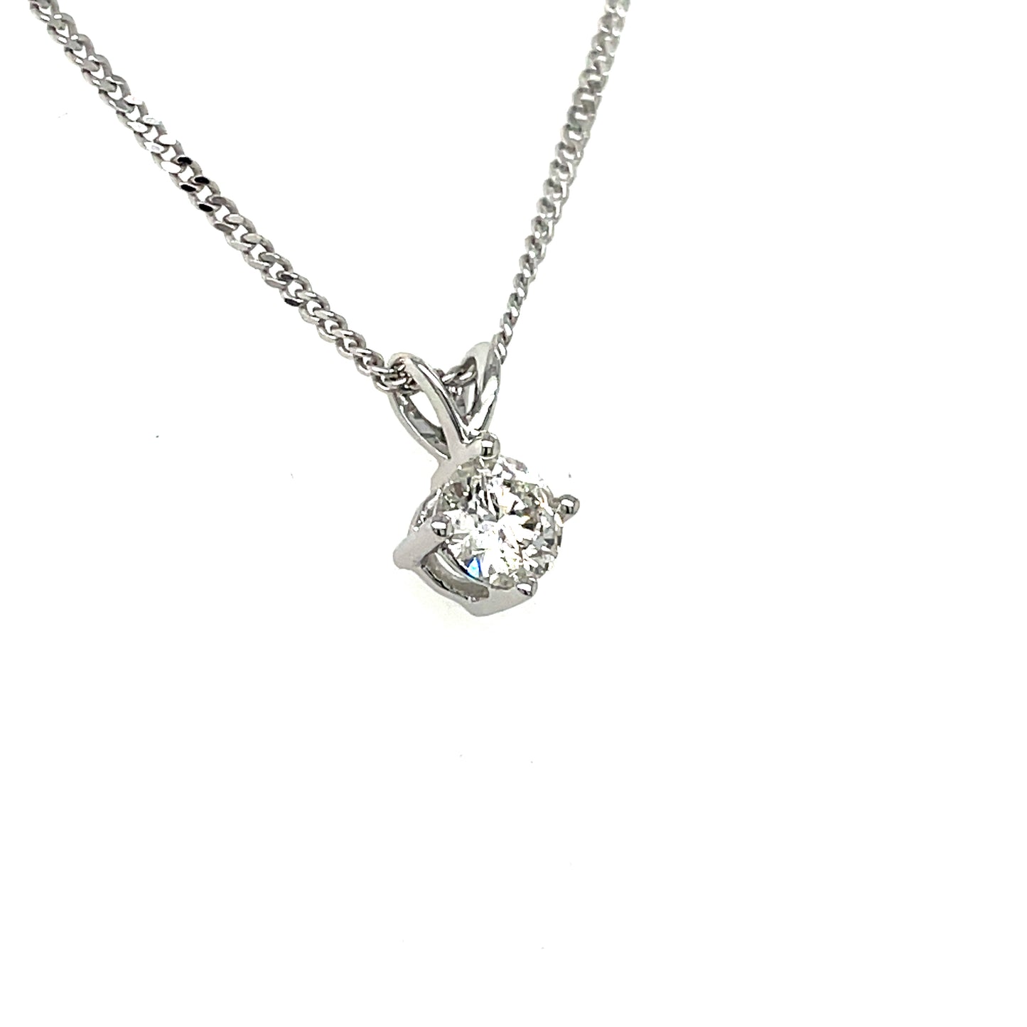9ct White Gold 4 Claw Solitaire .30ct Diamond Pendant