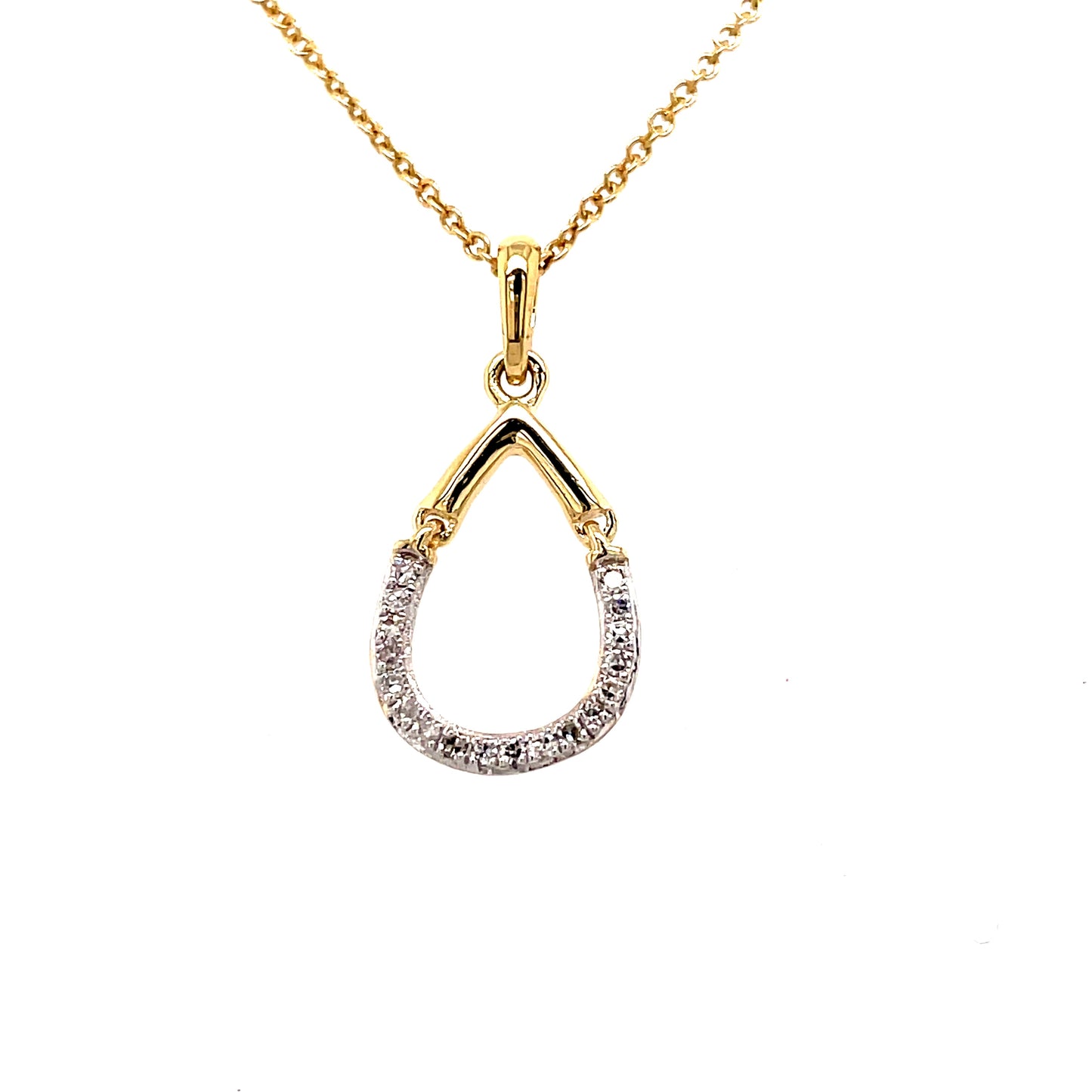 9ct Open Pear Diamond Pendant .05 Ct