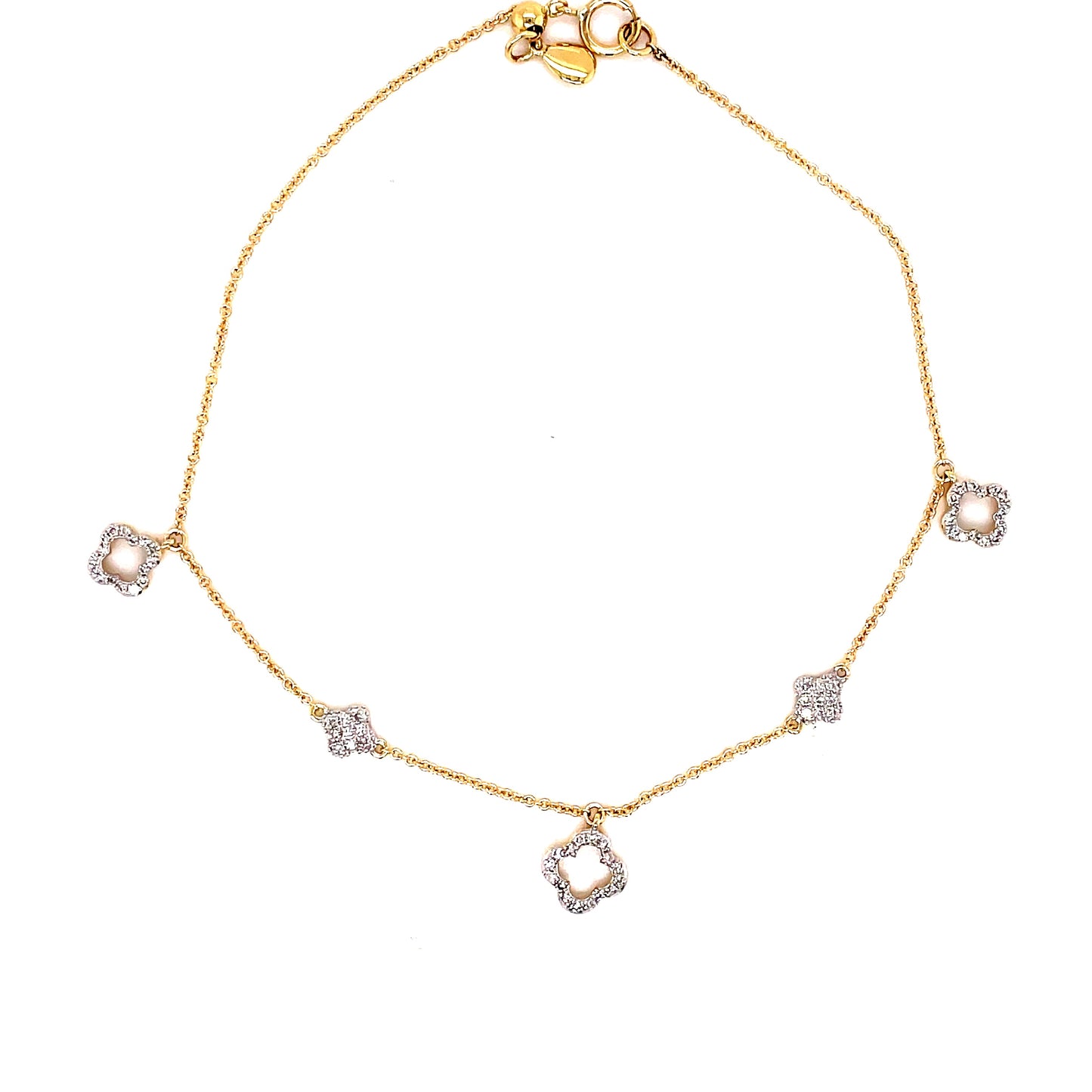 9ct Open Flower Diamond Bracelet .17ct