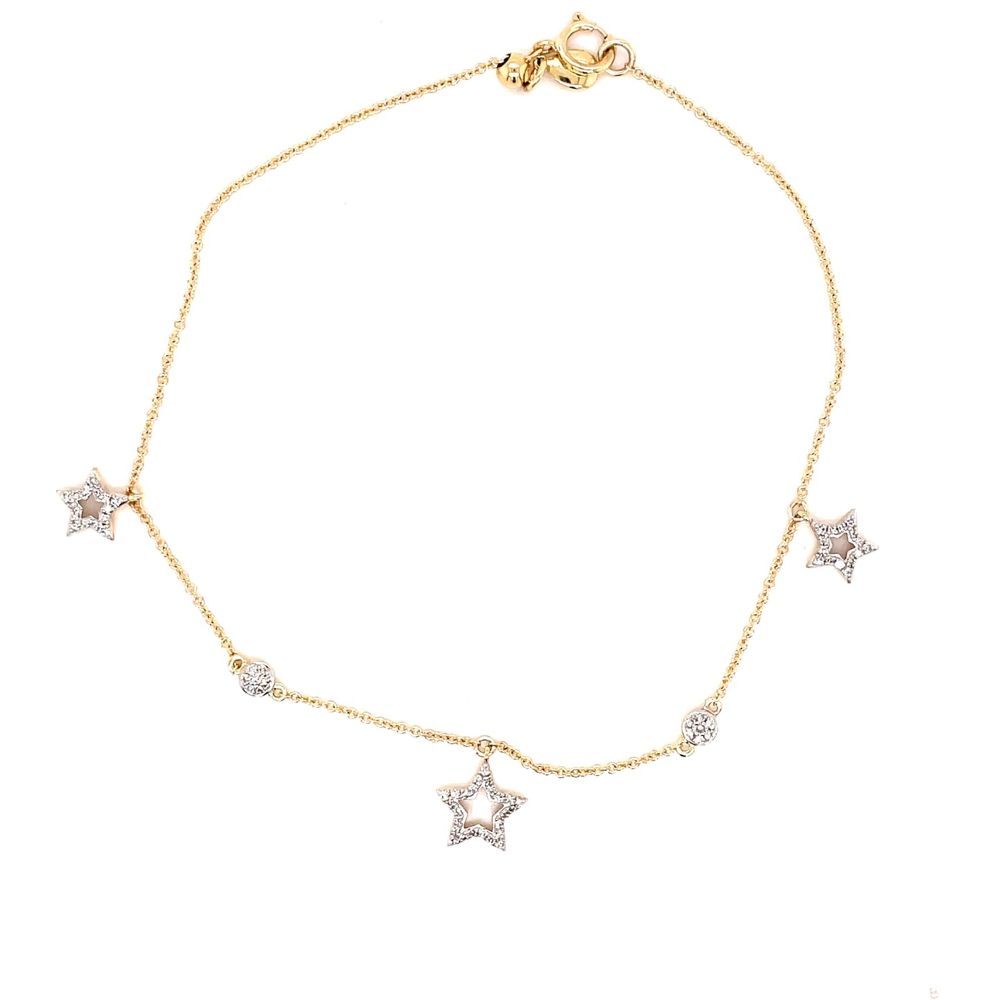 9ct Star Charm Diamond Bracelet .14 Ct