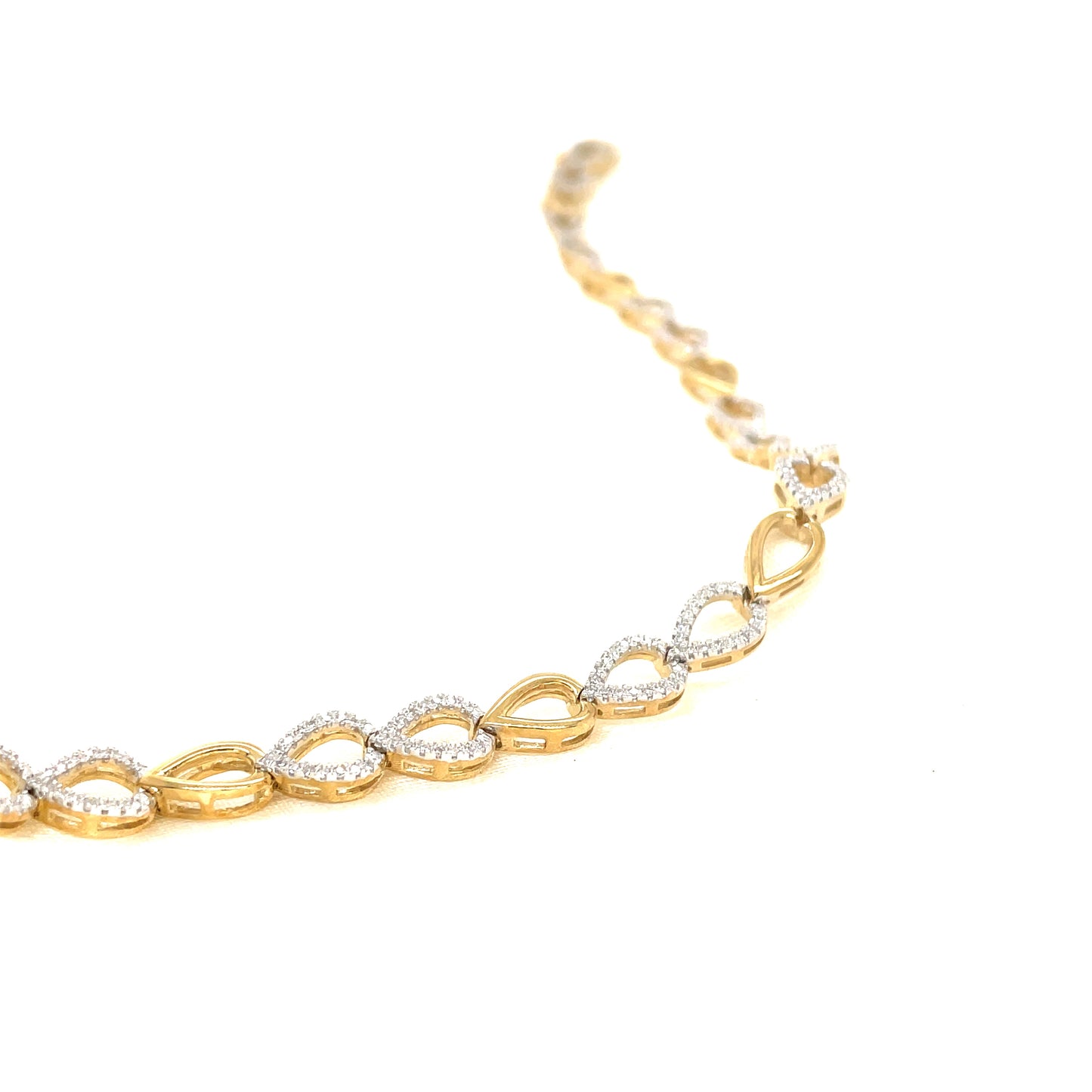 9ct Open Pear Link Diamond Bracelet .50ct