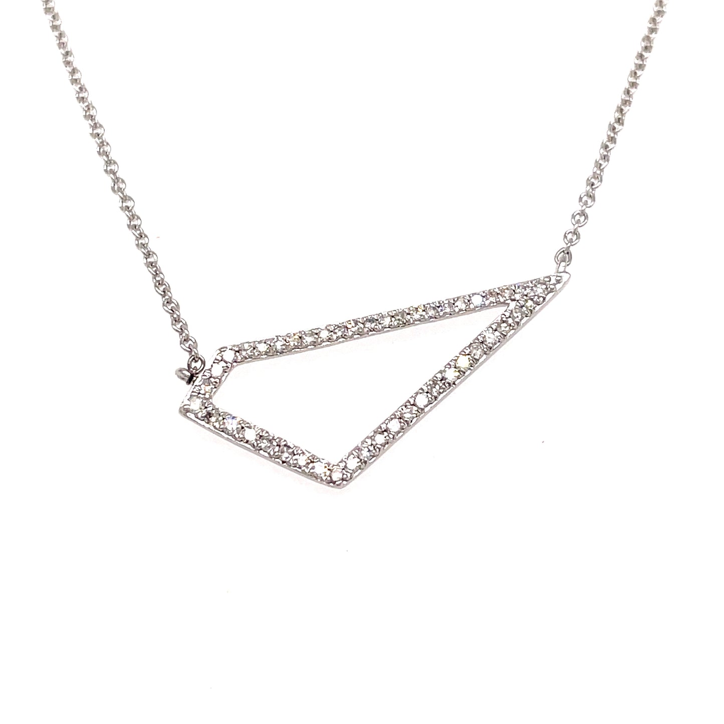 9ct White Gold Open Abstract Diamond Necklet .13ct