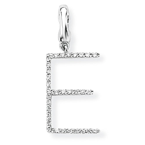 9ct White Gold Diamond Initial E Pendant