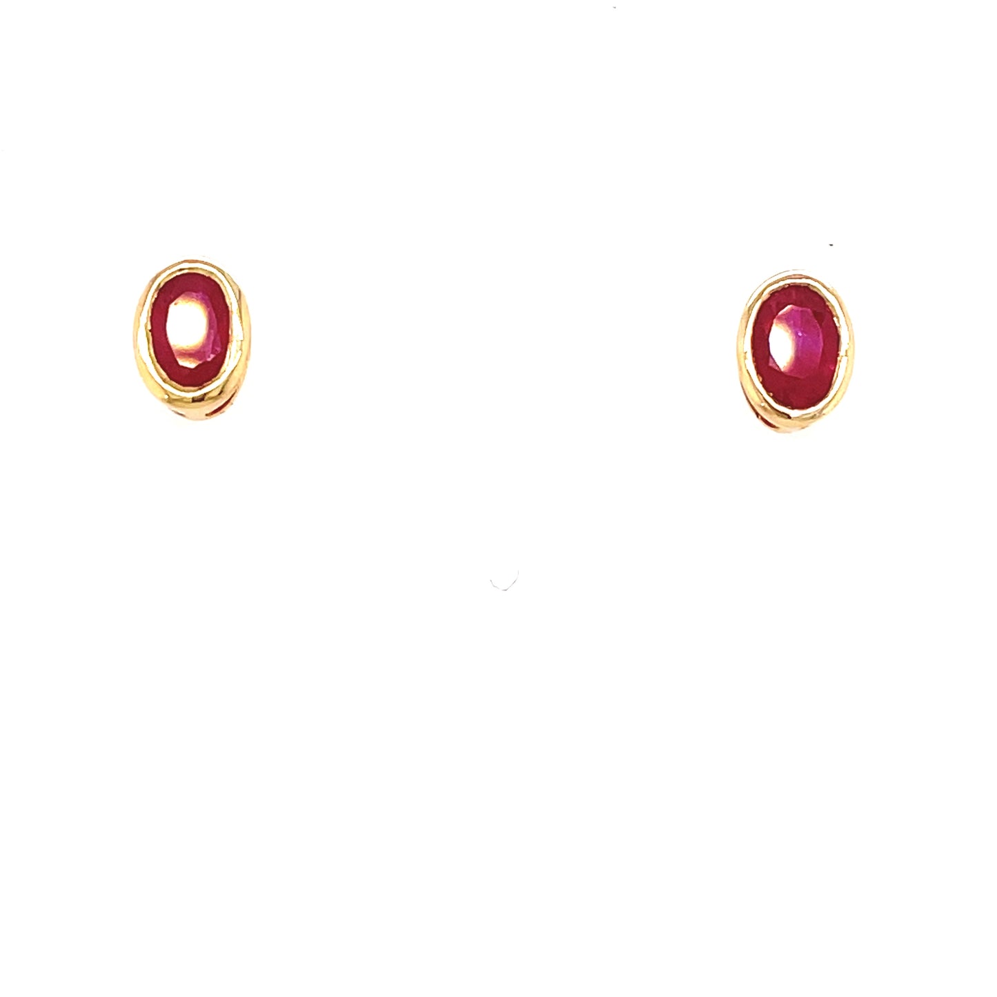 9ct Ruby Oval Rubover Earring