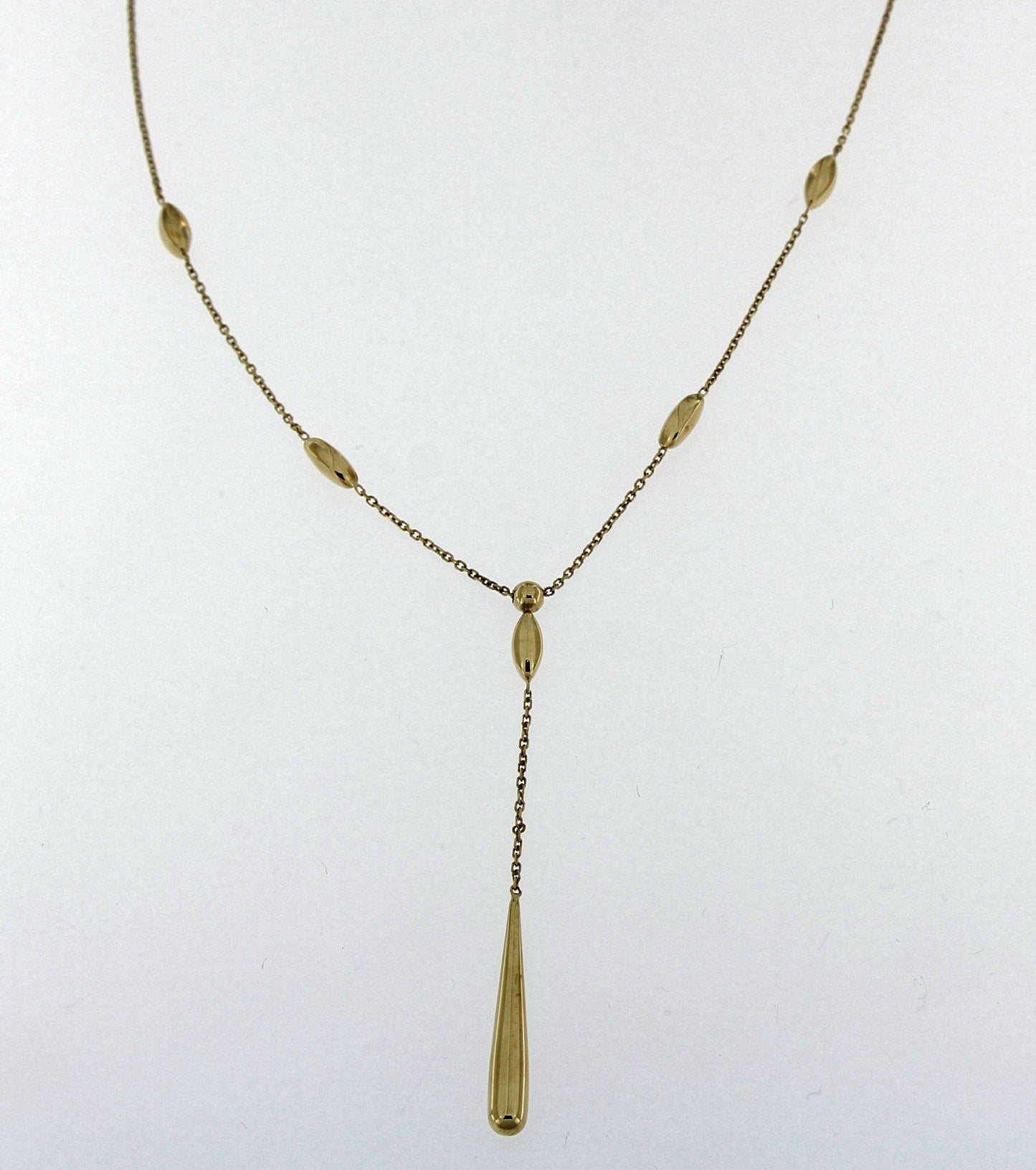 9ct Plain Marquise Drop Necklet