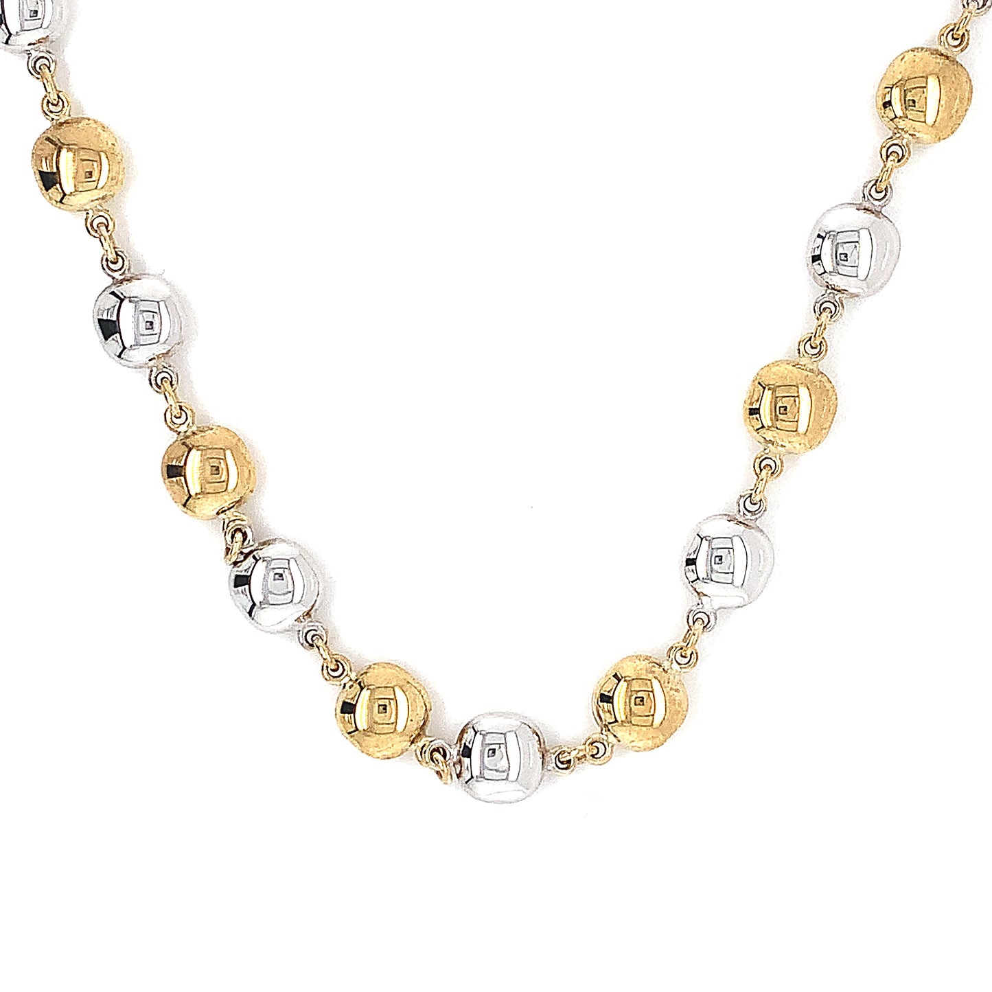 9ct Two Colour Ball Link Necklet