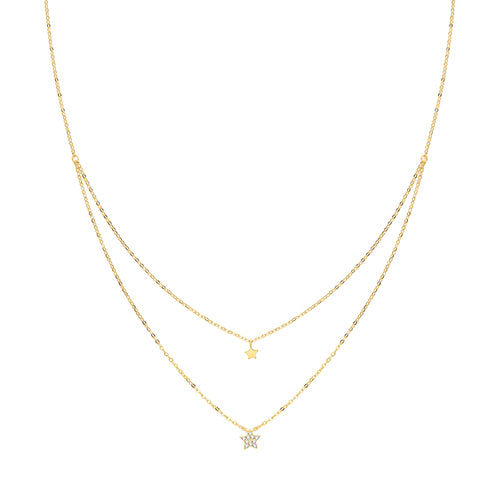 9ct Double Star Graduated  Necklet