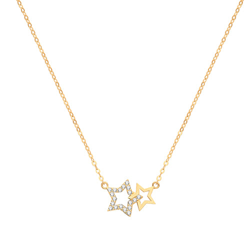 9ct Cubic Zirconia And Plain Star Necklet