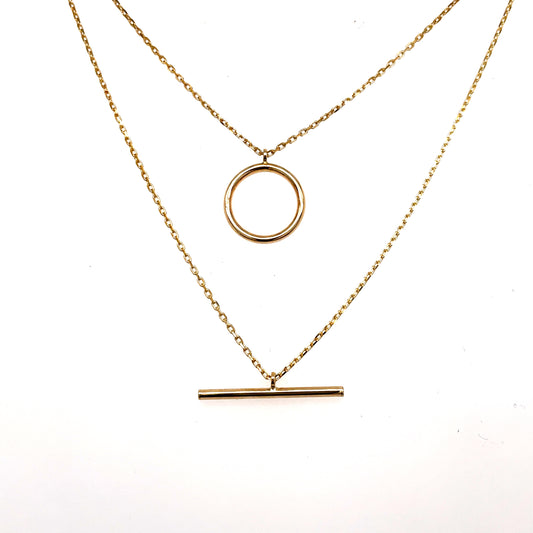 9ct Tbar Necklet With Circle