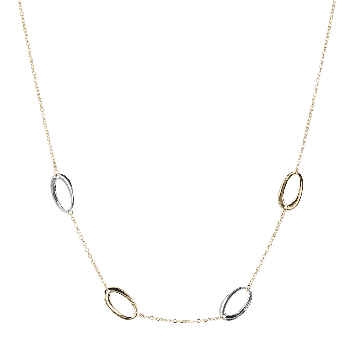 9ct Bicolour Necklet With Oval Scatter Detail