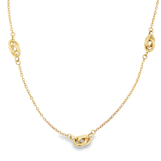 9ct Necklet With Scattered Double Interwoven Links