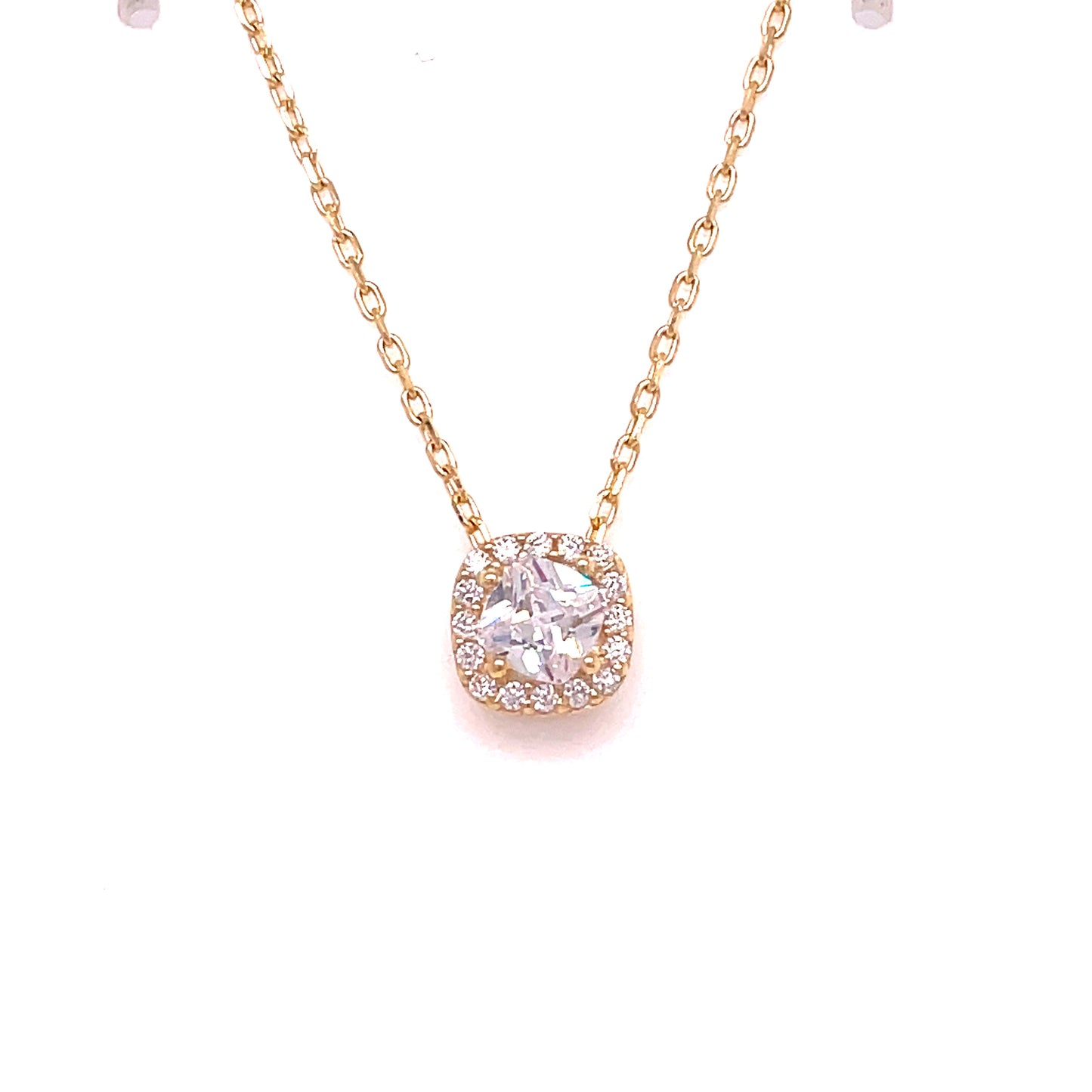 9ct Square Cluster Cubic Zirconia Necklet