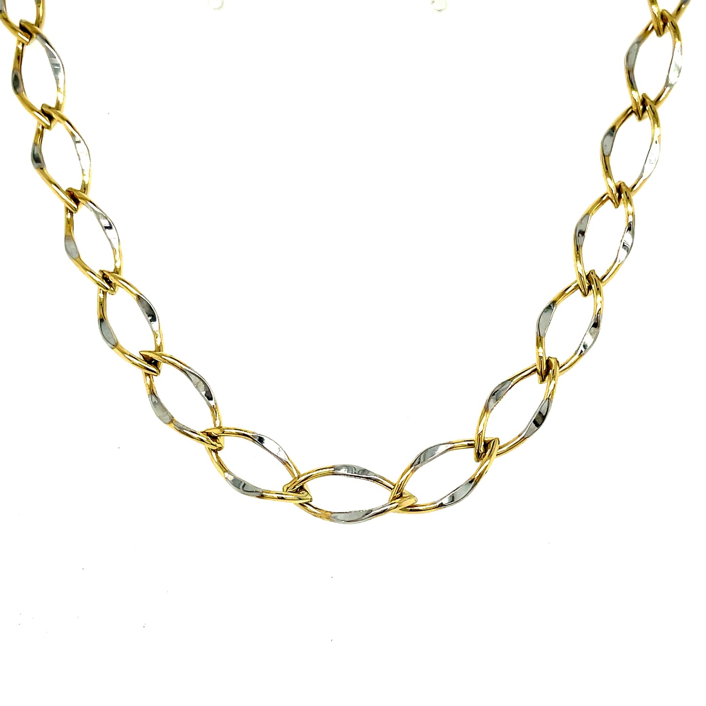 9ct Two Tone Pointed Oval Bracelet