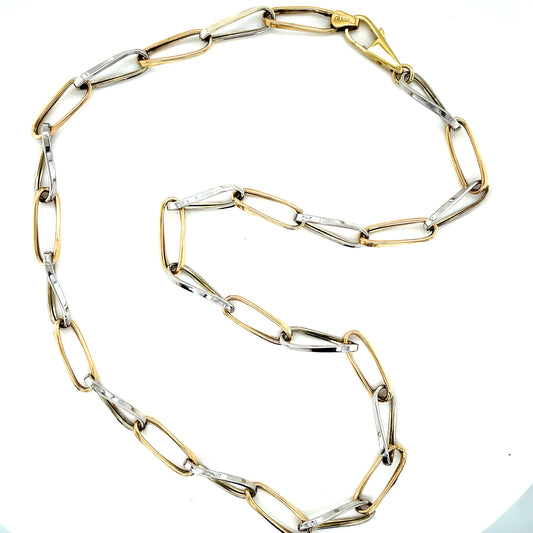 9ct Two Tone Long Oval Twist Link 18'necklet
