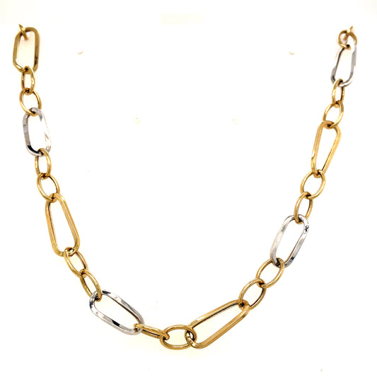 9ct Two Tone Open Oval Link Bracelet