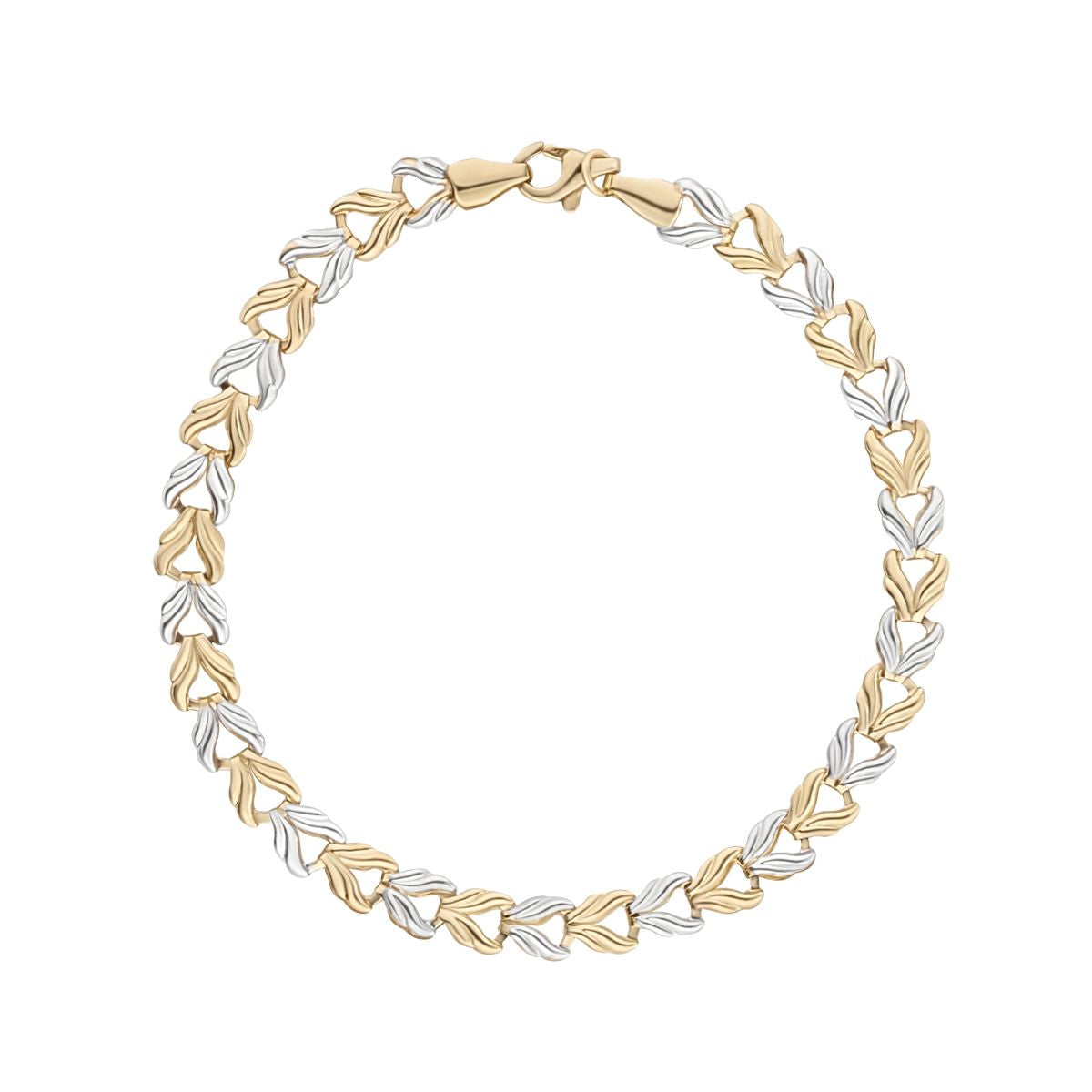 9ct White And Yellow Gold Fancy Tulip Link Bracelet