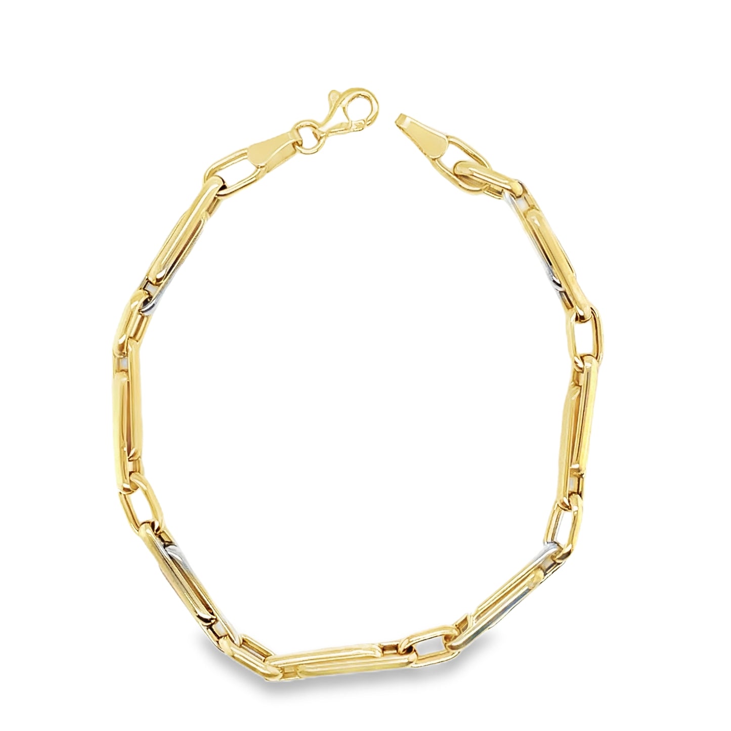 9ct Two Tone Long Oval Link Bracelet