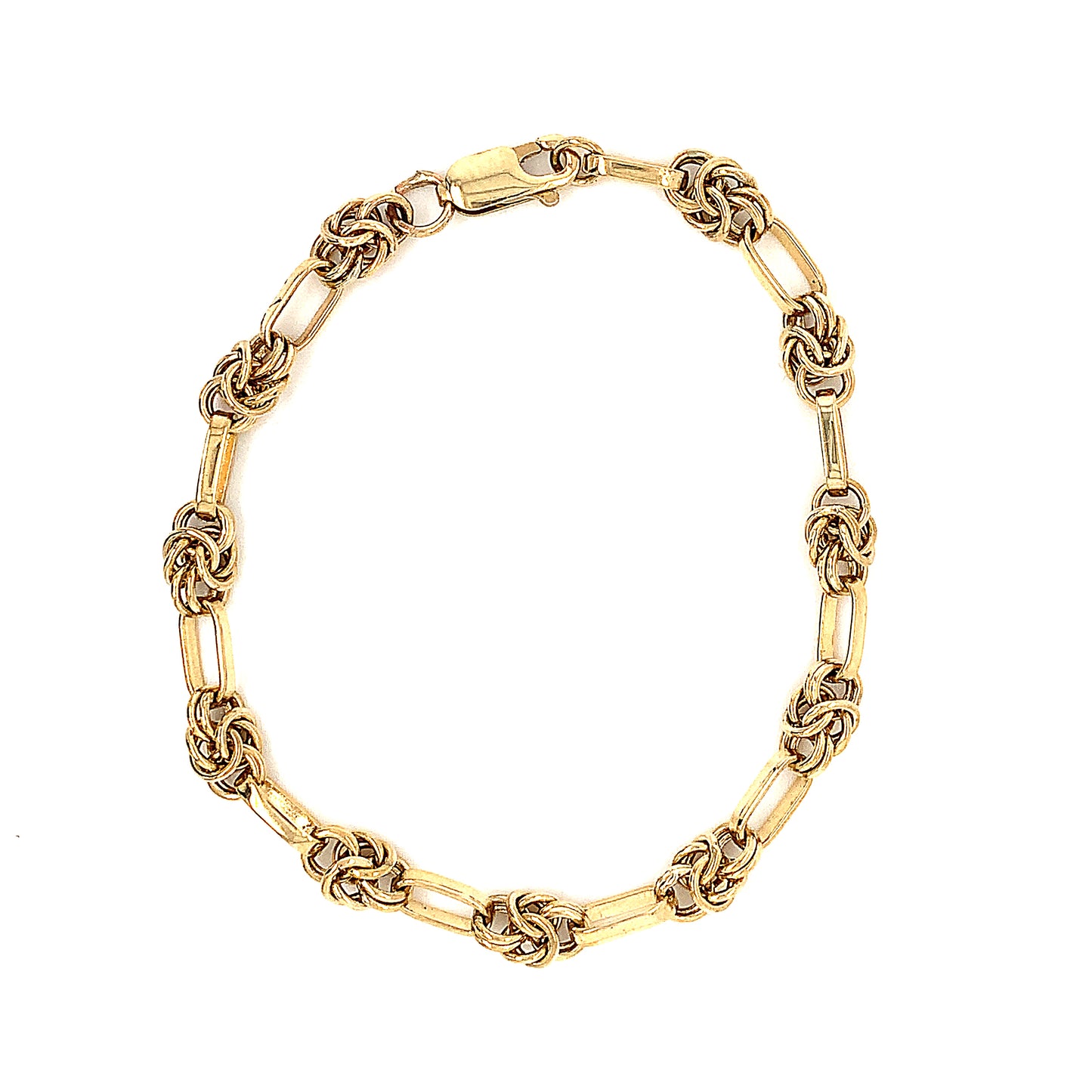 9ct Handmade Open Rectangular And Knot Link  Bracelet