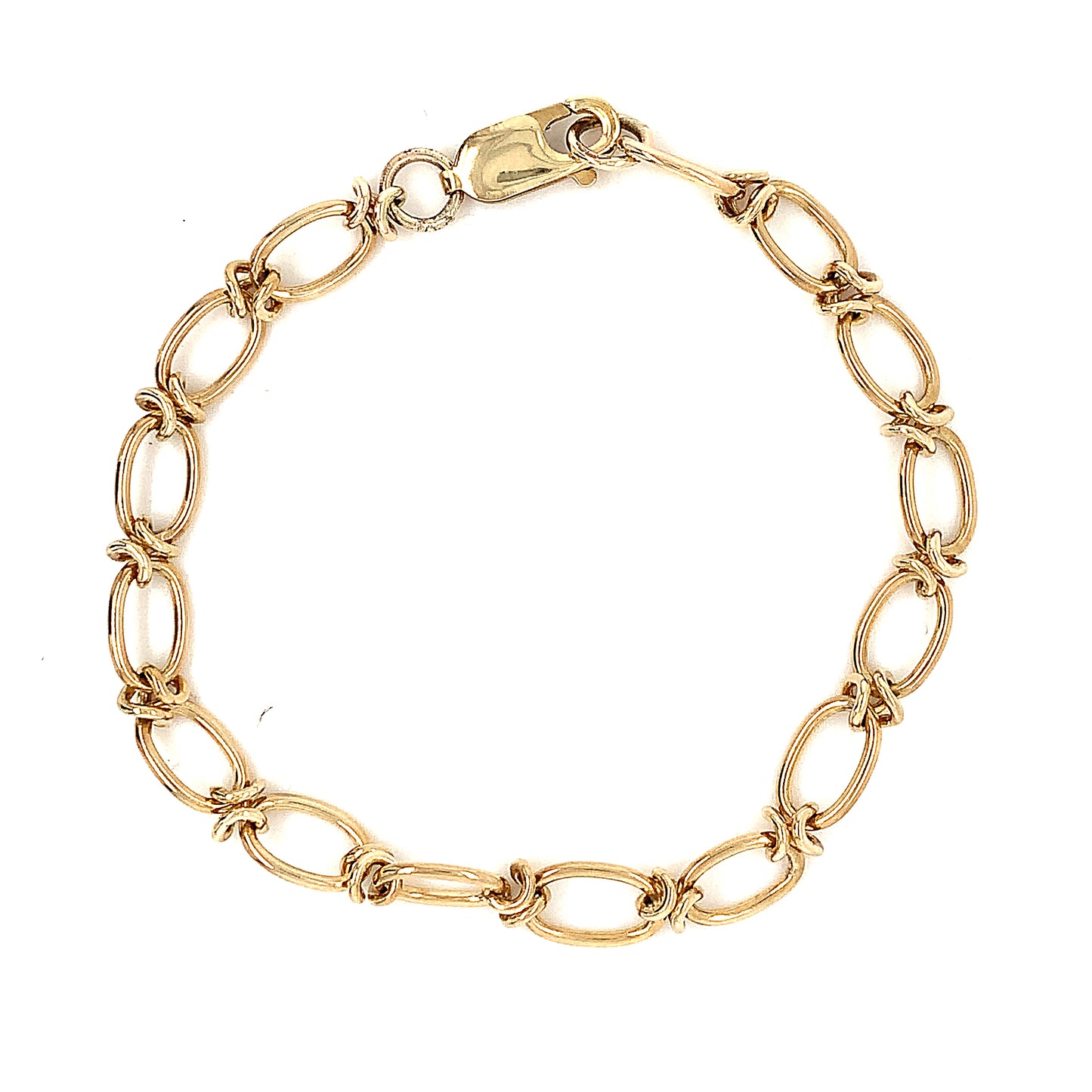 9ct Handmade Oval And Knot Link Bracelet