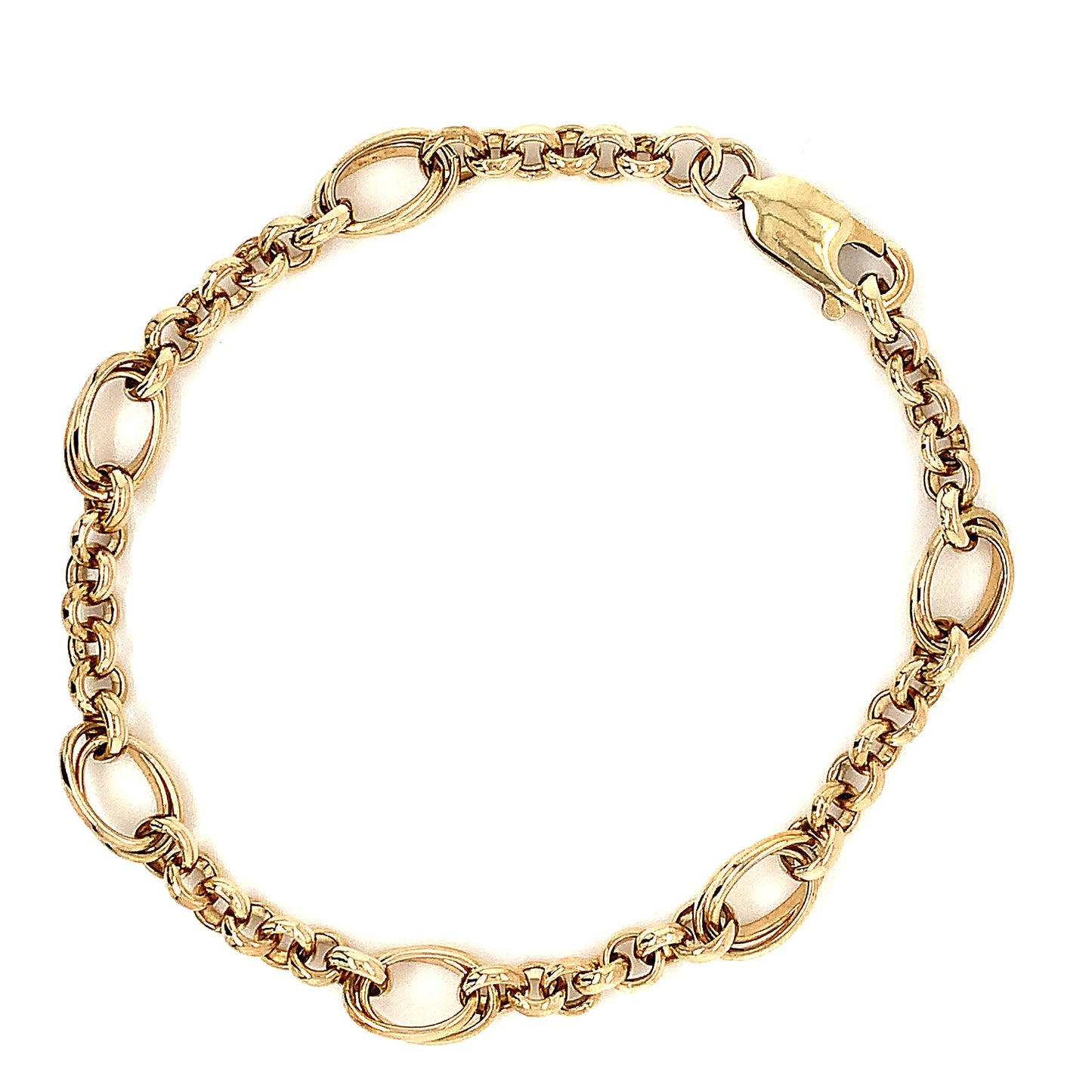 9ct Handmade Oval And Belcher Link Bracelet