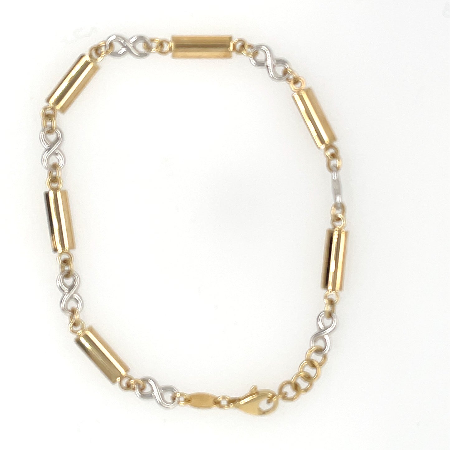 9ct Two Colour Open Bar Link Bracelet