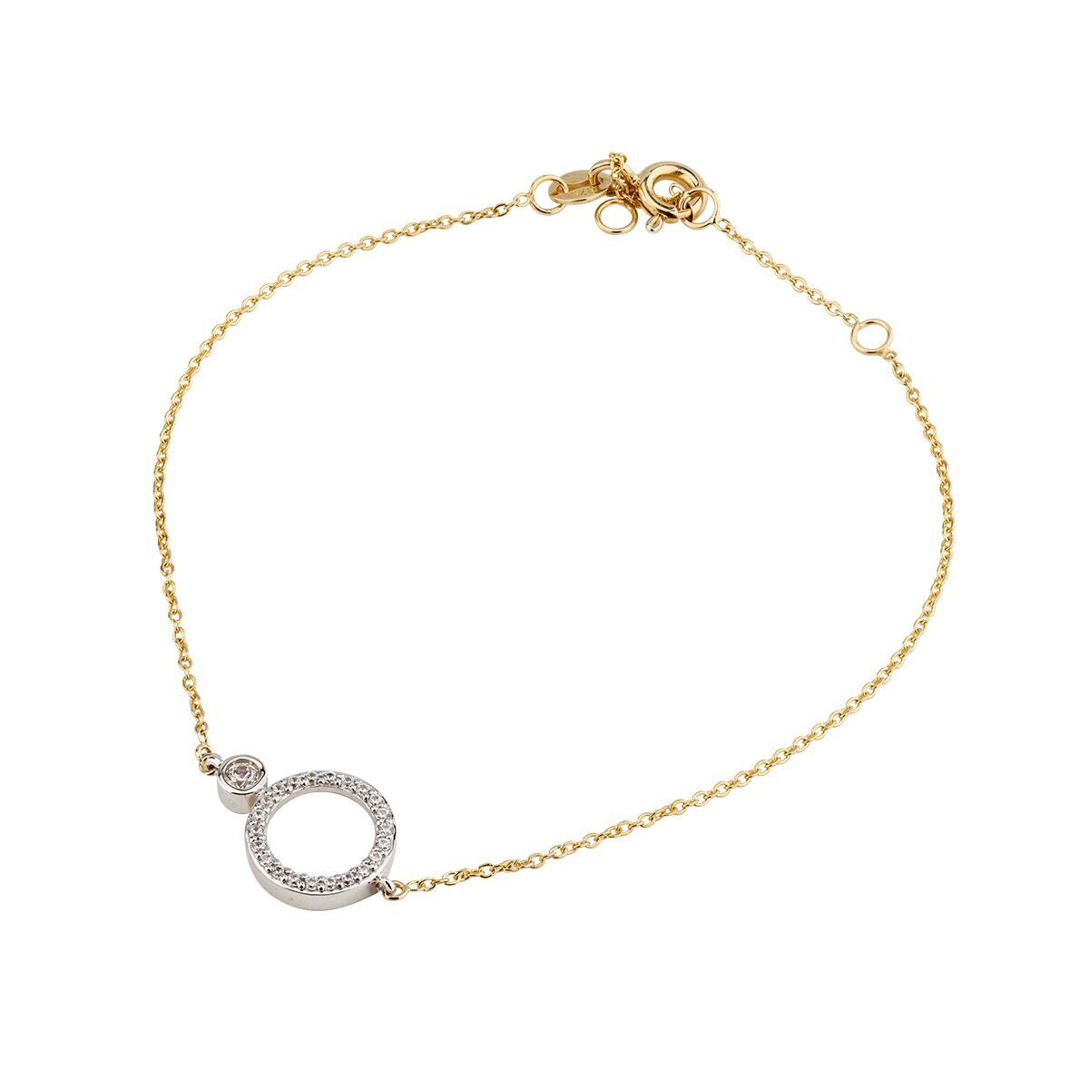 9ct Cubic Zirconia Circle And Chain  Bracelet