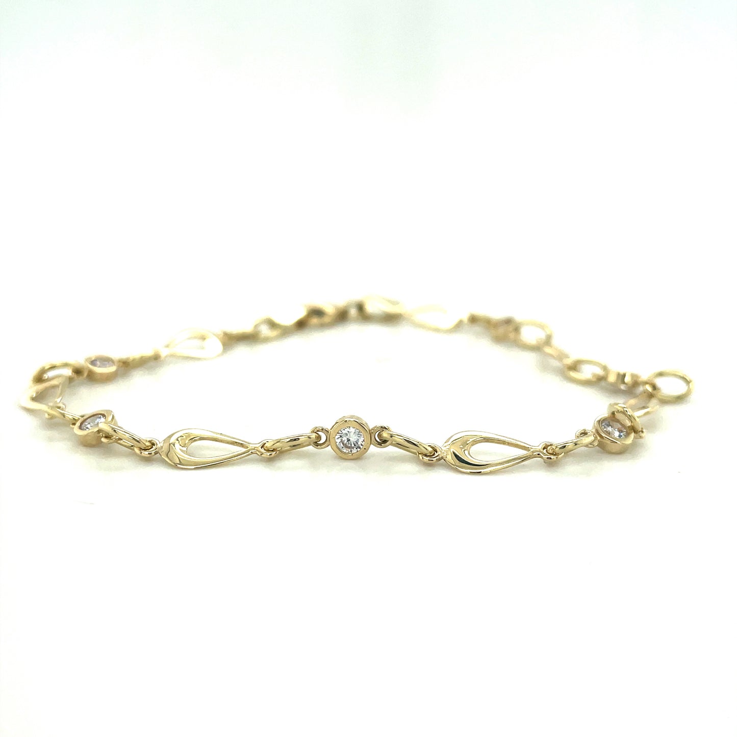 9ct Cubic Zirconia Open Pear Link Bracelet