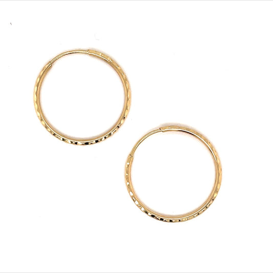 9ct Diamond Cut 23mm Hoop Sleeper Earring