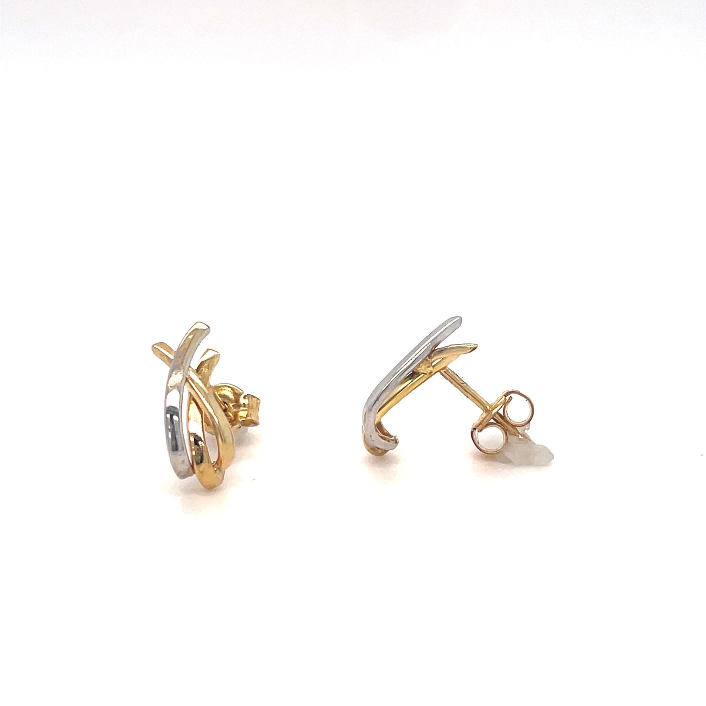 9ct Two Tone Cross Over Earrings