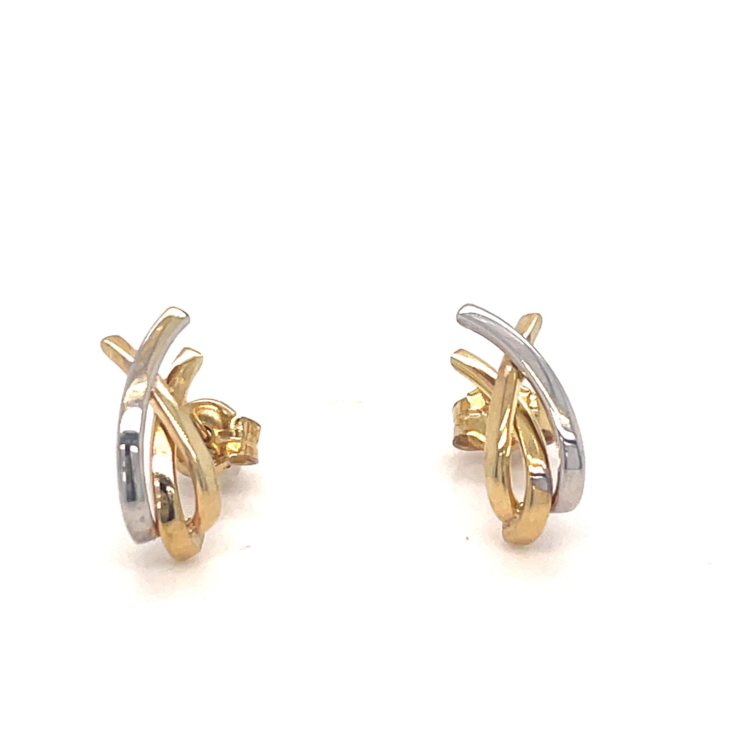 9ct Two Tone Cross Over Earrings
