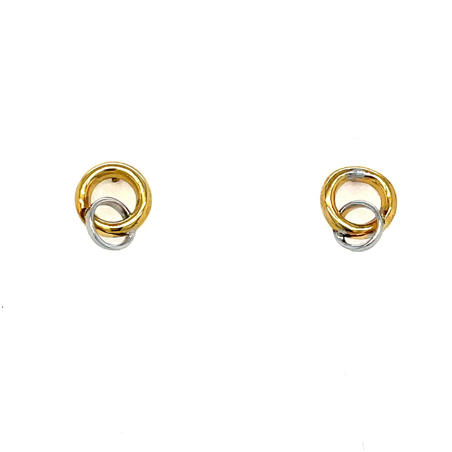 9ct Two Tone Circle Stud Earrings