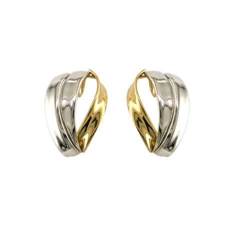 9ct Two Tone Open Oval Earrings