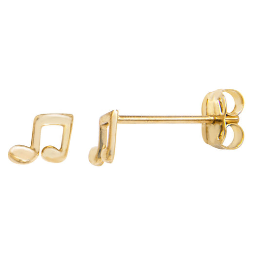 9ct Gold Music Note Stud Earrings