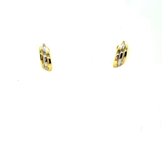 9ct Two Tone 3 Line Stud Earring