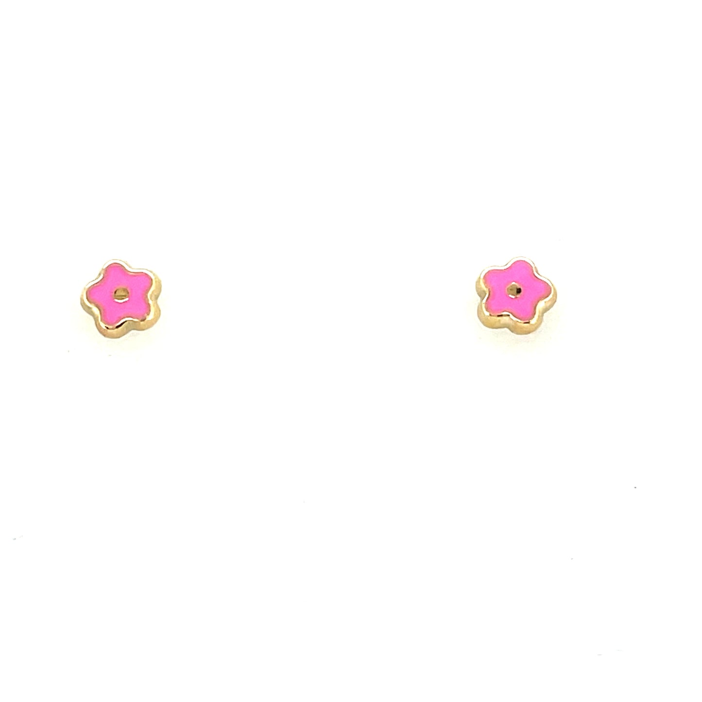 9ct Gold Pink Enamel Flower Stud Earring