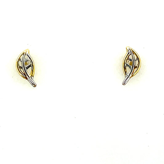 9ct Two Tone Leaf Earrings