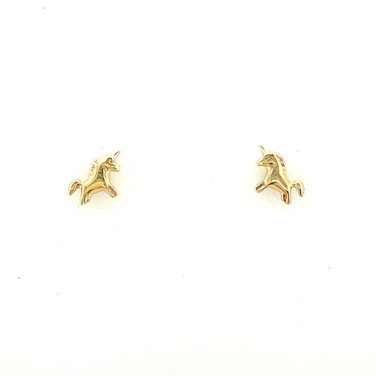 9ct Plain Unicorn Stud Earring