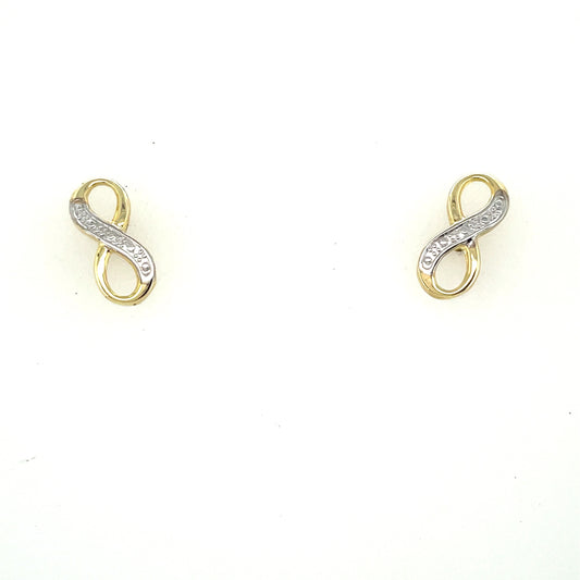 9ct Two Tone Infinity Cubic Zirconia Earring