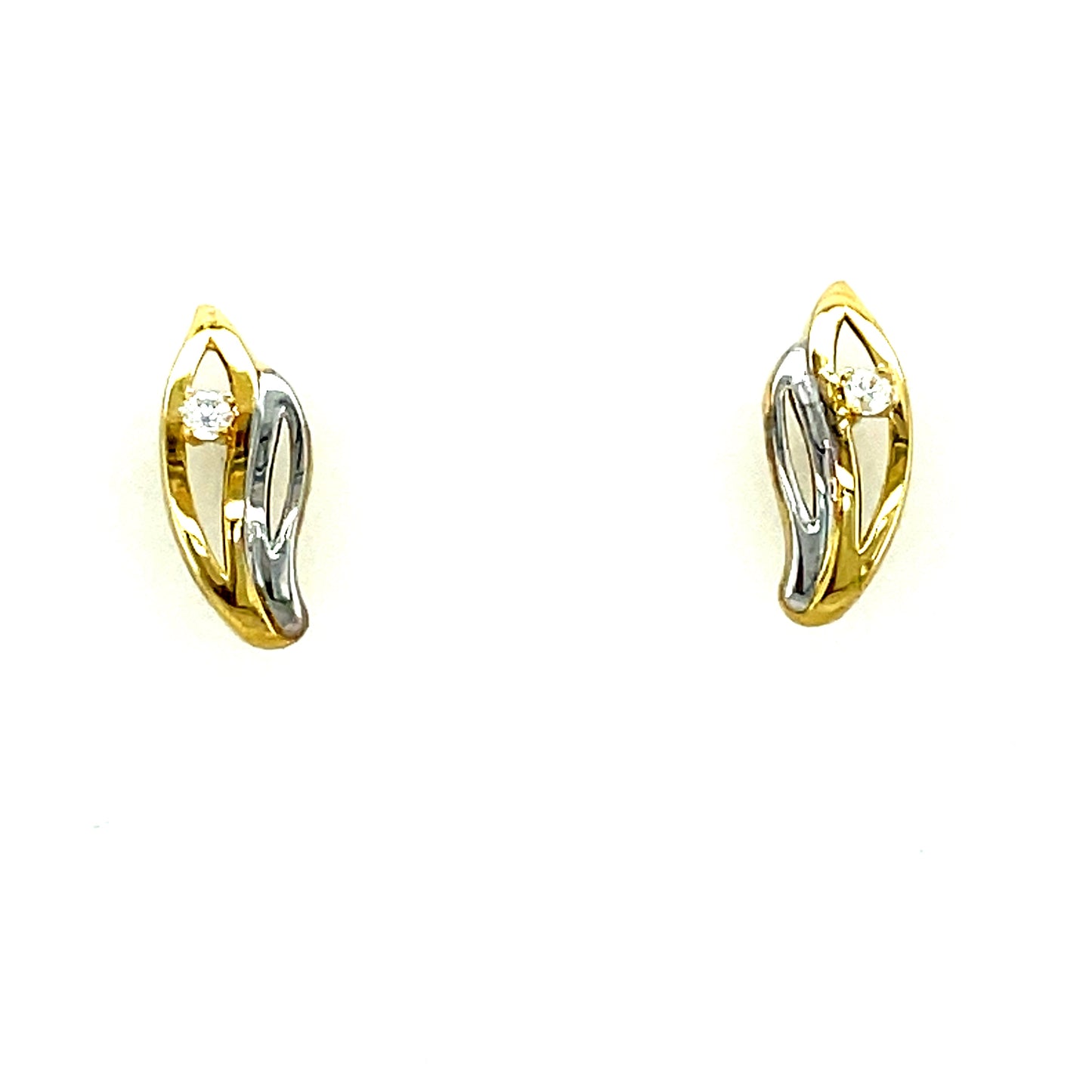 9ct Two Tone Fancy Cubic Zirconia Earrings