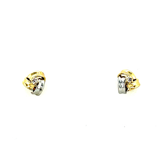 9ct Two Tone Three Bar Cubic Zirconia Earring