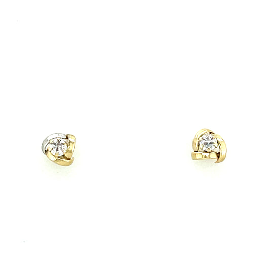 9ct Two Tone Cubic Zirconia Earring