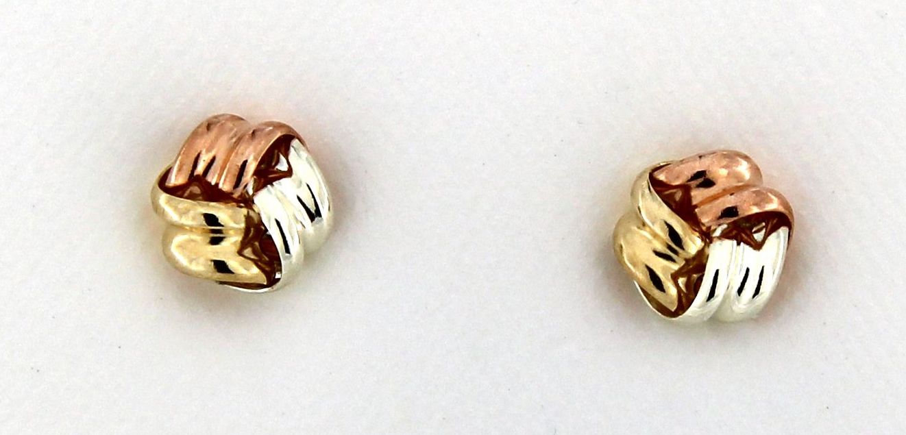 9ct Three Colour Knot Earrings
