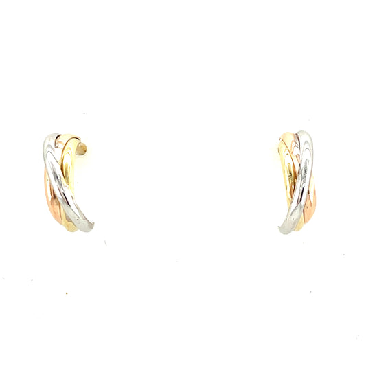 9ct Three Colour Hoop Earring