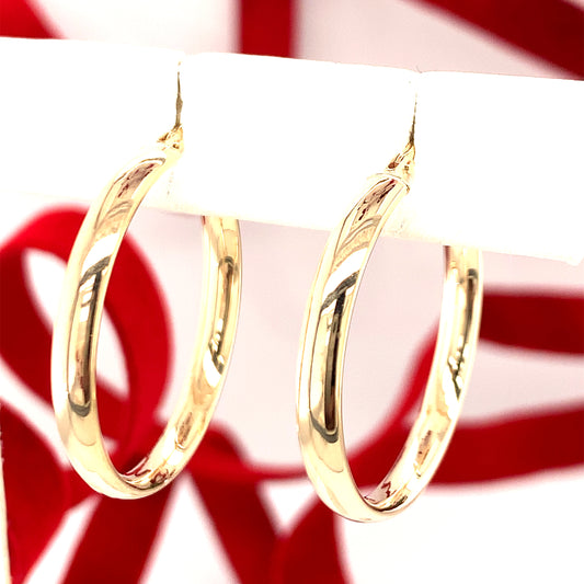 9 Carat Yellow Gold Round Oval Hoop Earrings