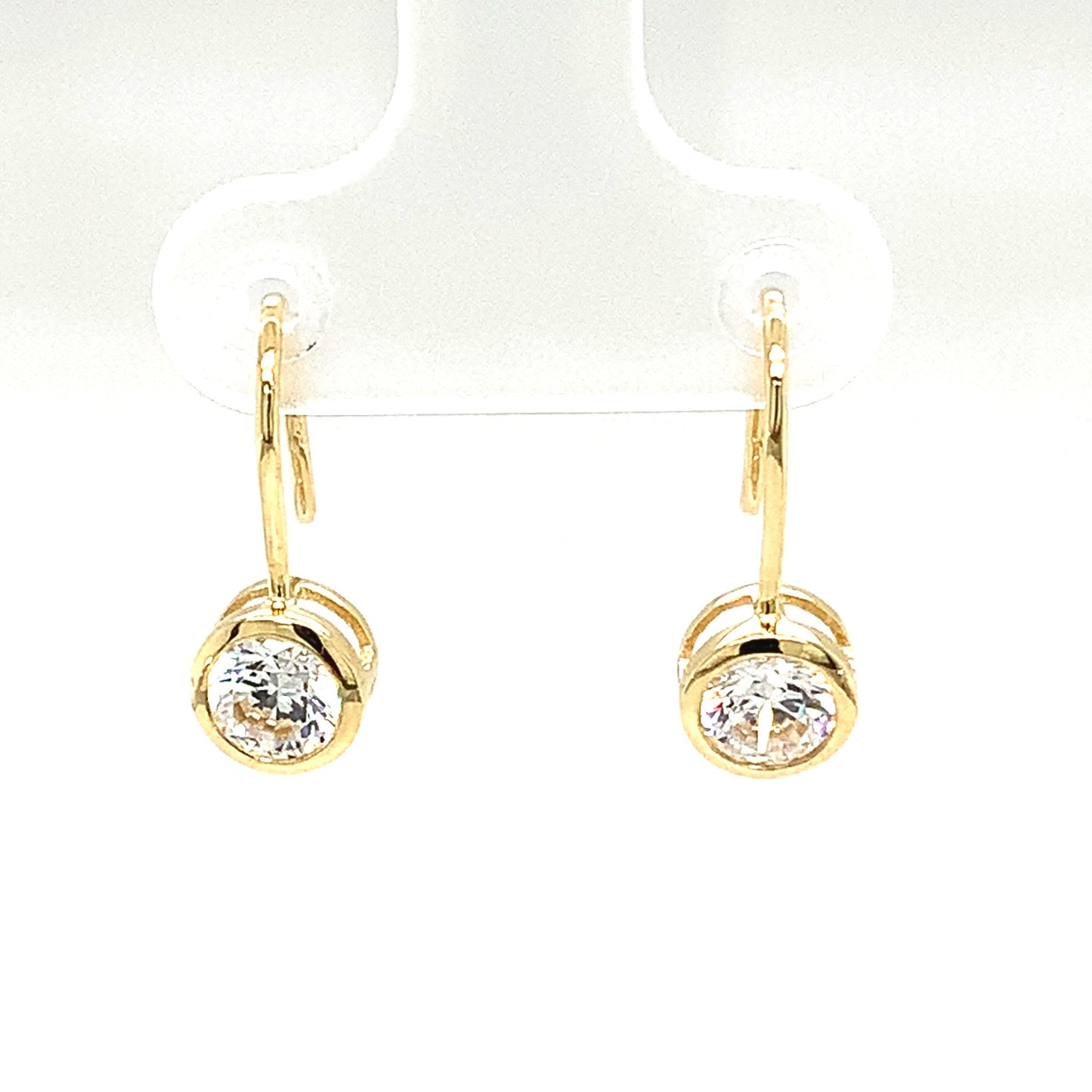 9CT ROUND CUBIC ZIRCONIA RUBOVER DROP EARRING