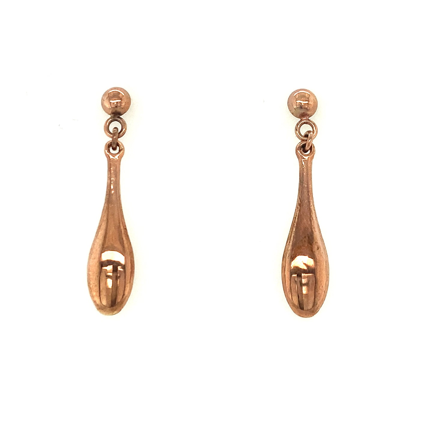 9ct Rose Gold Pear Shaped Drop Earrings