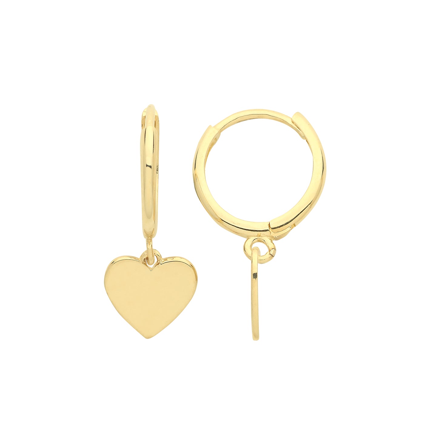 9ct Heart Drop Hoop Earrings
